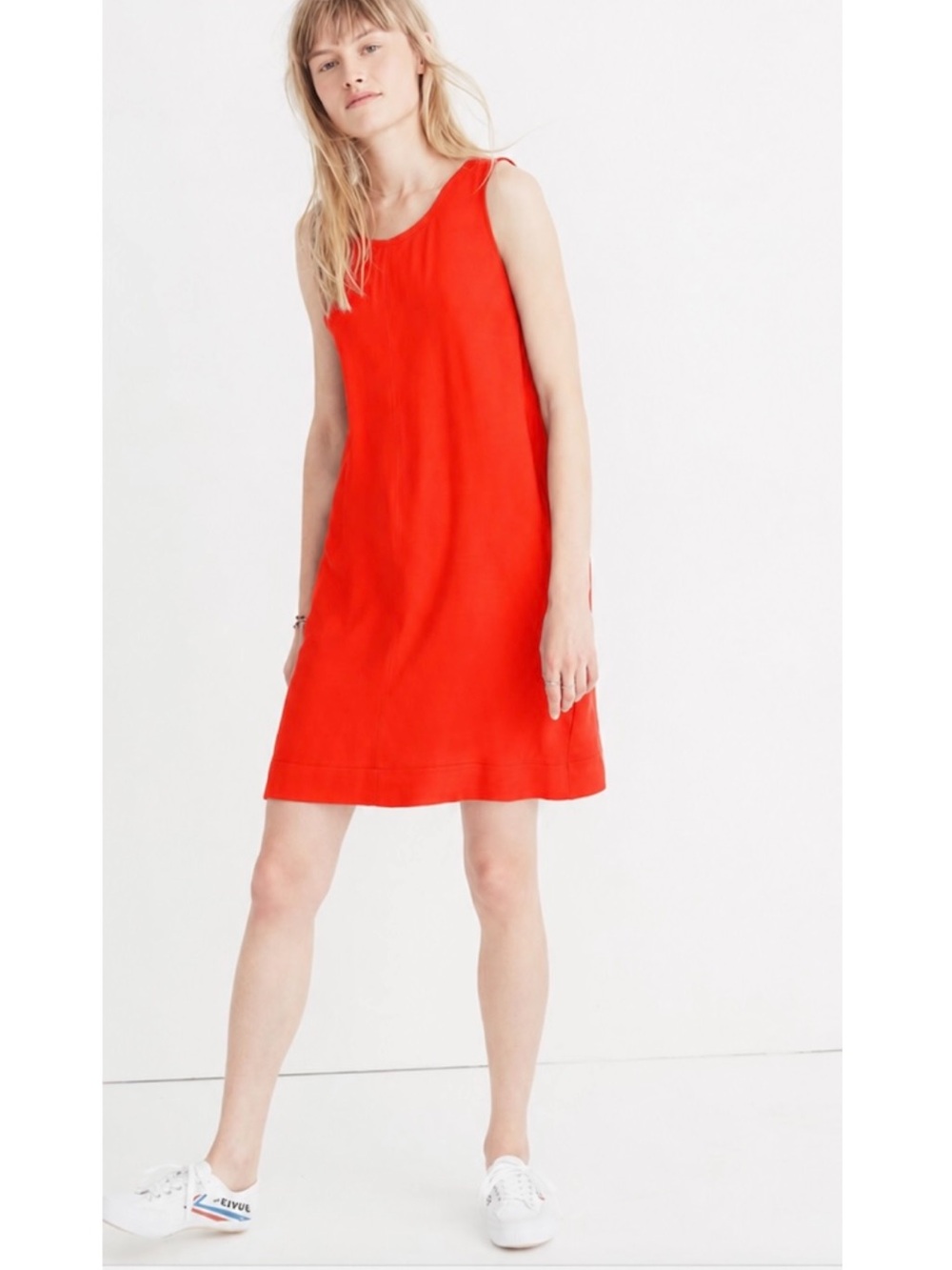 Madewell Lakeshore Button-Back Mini Dress XS Bright Red